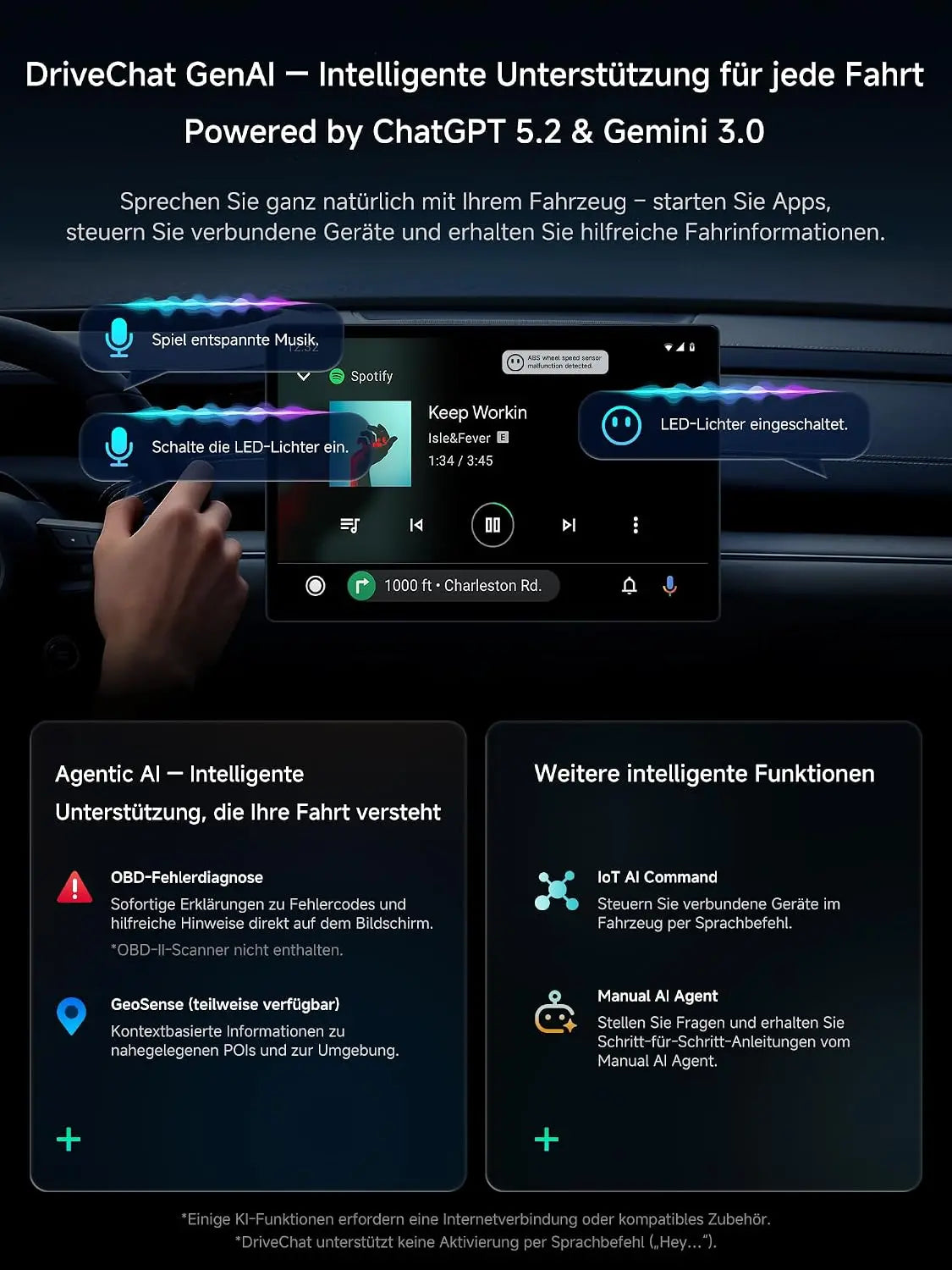 ATOTO CB4B Wireless CarPlay Adapter mit Android AI Box | Kabelloses CarPlay & Android Auto, KI-DriveChat, Netflix & YouTube, Dual-WLAN/Bluetooth, 4GB+32GB