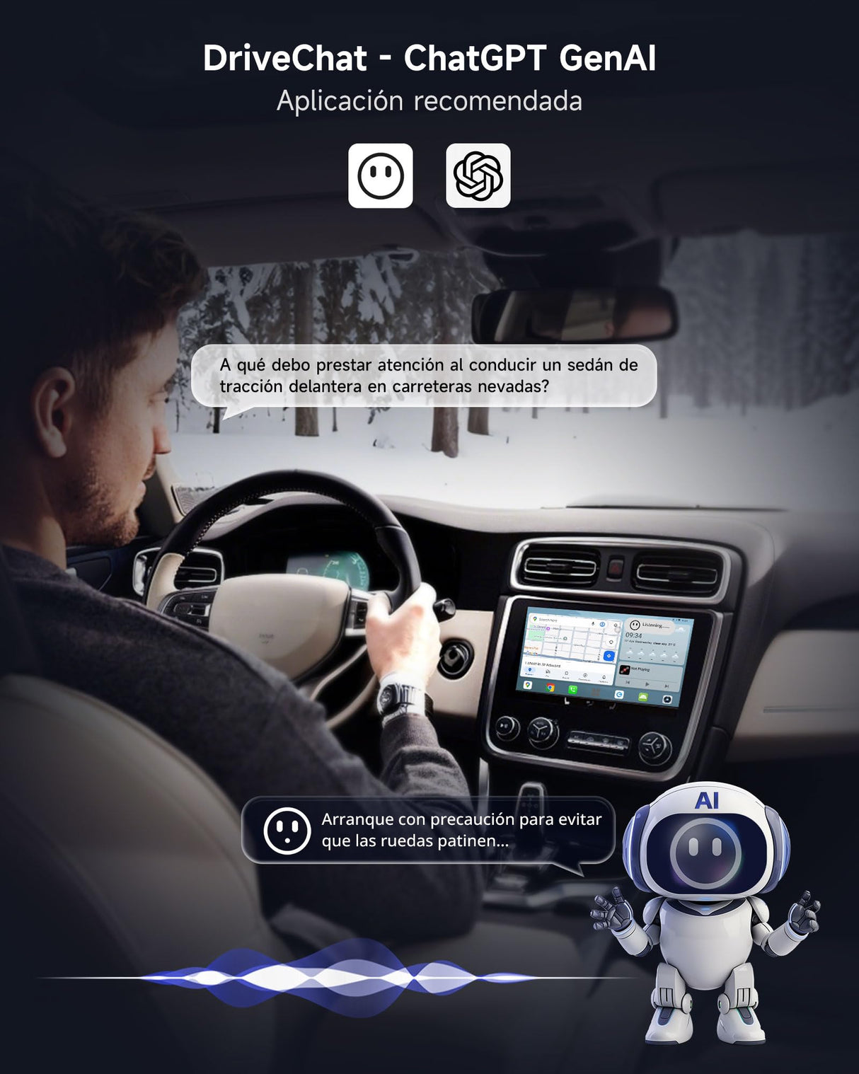 ATOTO CB6C Dongle WIFI CarPlay Inalámbrico Android 13, Caja AI Plug&Play con GPS, Asistente IA, 4G LTE, 4GB+64GB, Negro