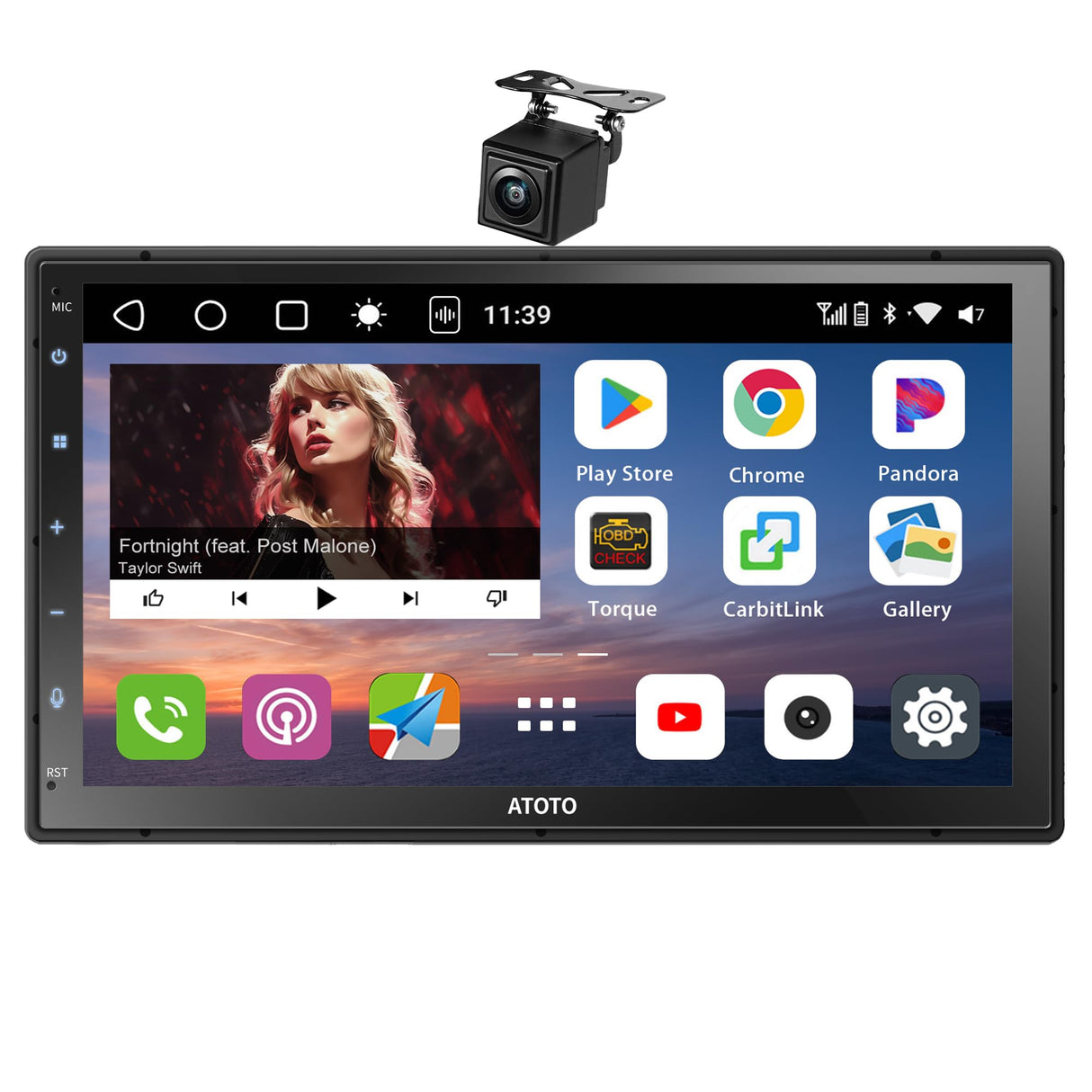 ATOTOEXCEL S8MS 7 Pulgadas Radio 2 DIN Android, 8 núcleos, 4G LTE Integrado, CarPlay&Android Auto inalámbrico,Tethering WiFi/BT/USB, cámara de Marcha atrás, 4G+32G, GPS Navi, DSP, HD LRV