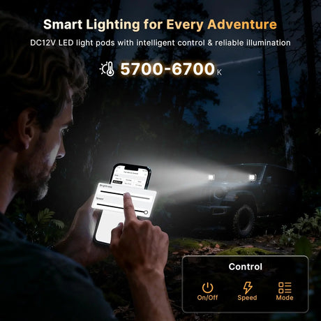 ATOTO AL-4IN6-18W LEAPROCK 4” LED Work Lights 18W Flood Beam, Smart App Controlled Off-Road Driving Lights with CarPlay & Android Auto Support, IP67 Waterproof 6000K White Pods for Truck, ATV, UTV, SUV & Boat (2-Pack)