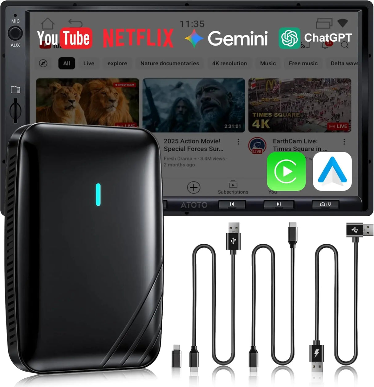 CB4A Adaptateur sans fil CarPlay 2 Go + 16 Go Magic Box