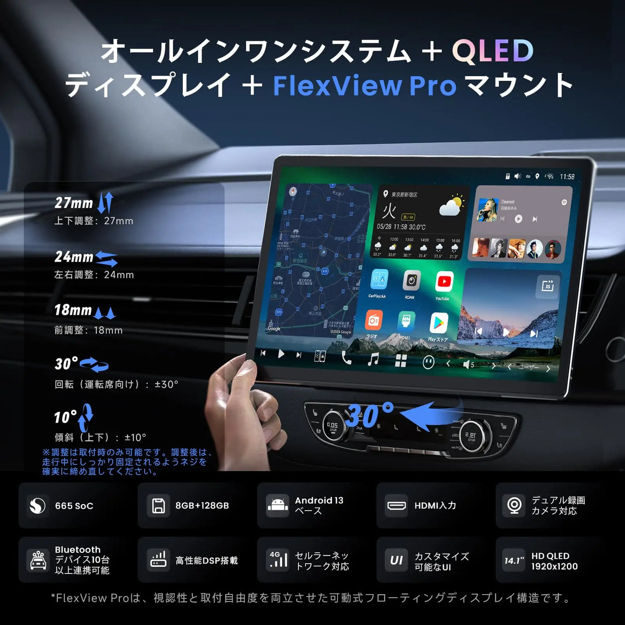 ATOTO X10 14.1インチ1 Din/2 Din ディスプレイオーディオ 4G LTE/WiFi