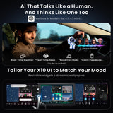 X10 8-Core 10.1" Single & Double Din Android 13 Car Stereo with 1080P Dash Cam Front and Rear +OBD2 Scanner 5in1, 8+128G Floating QLED Touchscreen Wireless CarPlay Android Auto Car Radio with ChatGPT