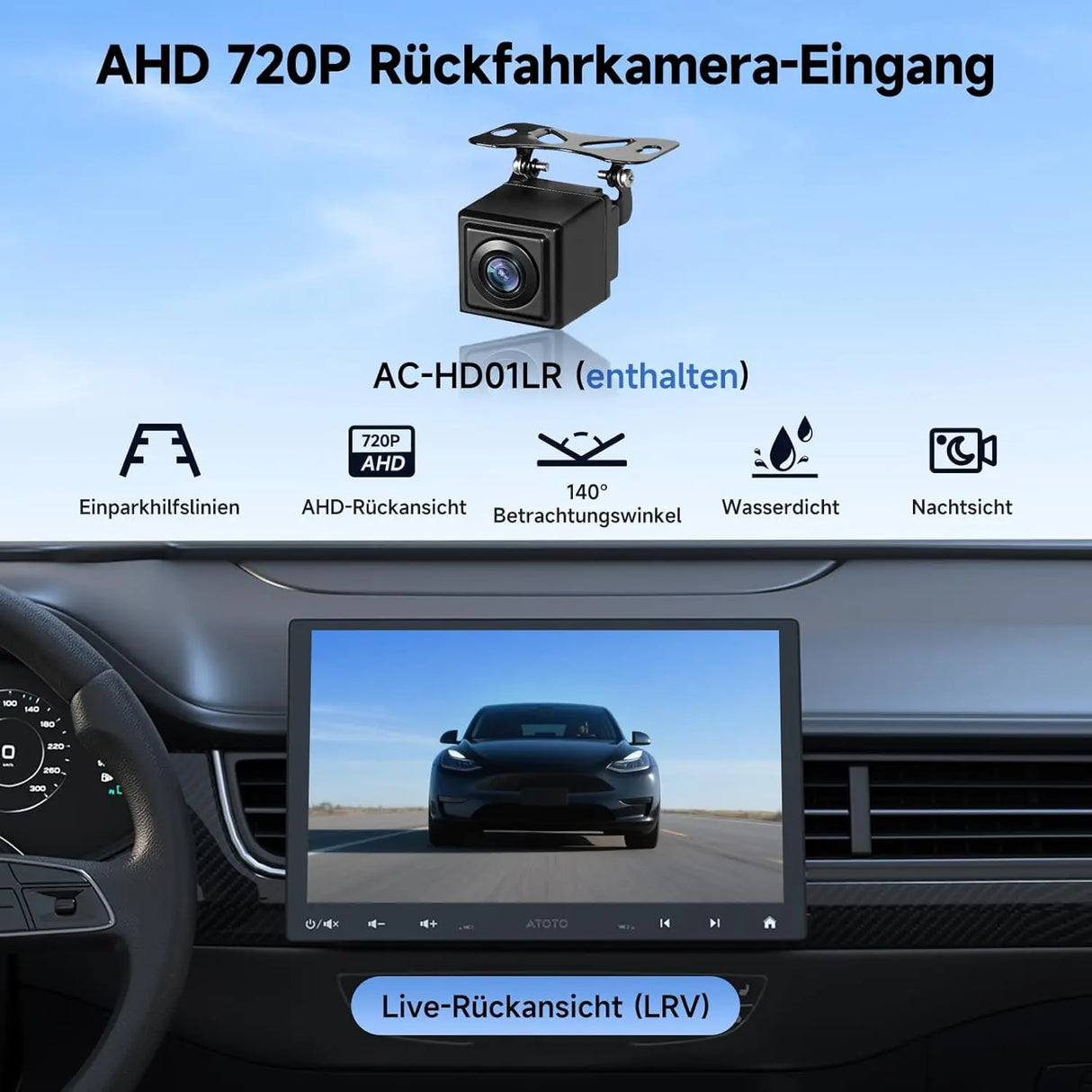 ATOTO A5LG110T 10" 1 DIN 2 DIN Autoradio, schwebendes Display, Rückfahrkamera, Wireless CarPlay &amp; Android Auto, WiFi/BT/USB Tethering, MirrorLink, DSP, FM/RDS, 2G+32G