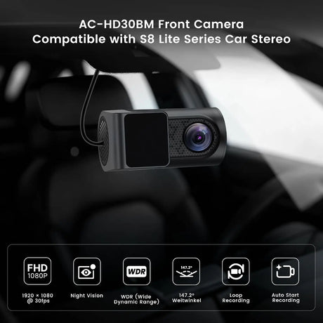 ATOTO AC-HD30BM 1080P Dash Cam for S8L – 30FPS, Night Vision, WDR, Parking Monitor & GPS Tracking