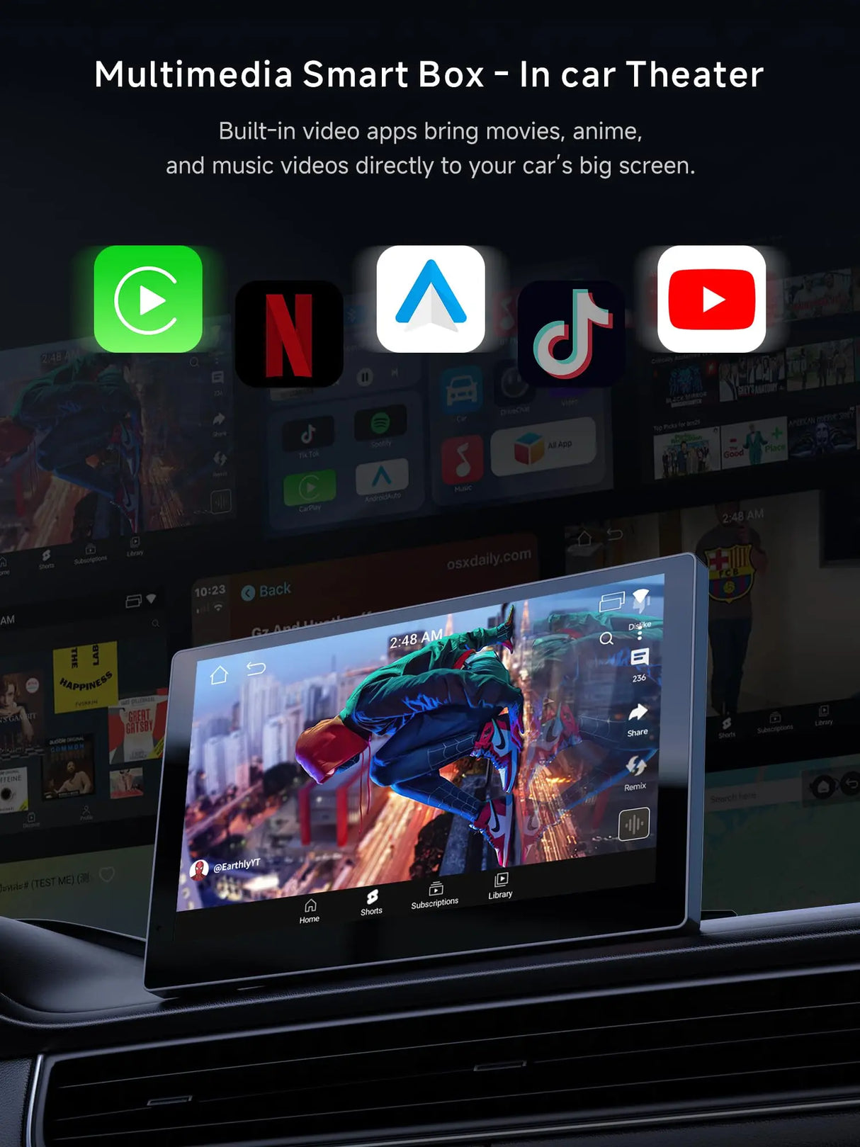 ATOTO CB4B Wireless CarPlay AI Box, Magic CarPlay Adapter with Netflix & YouTube, 4GB+32GB, Plug & Play, Dual Wi-Fi & Bluetooth, for OEM Wired CarPlay Cars