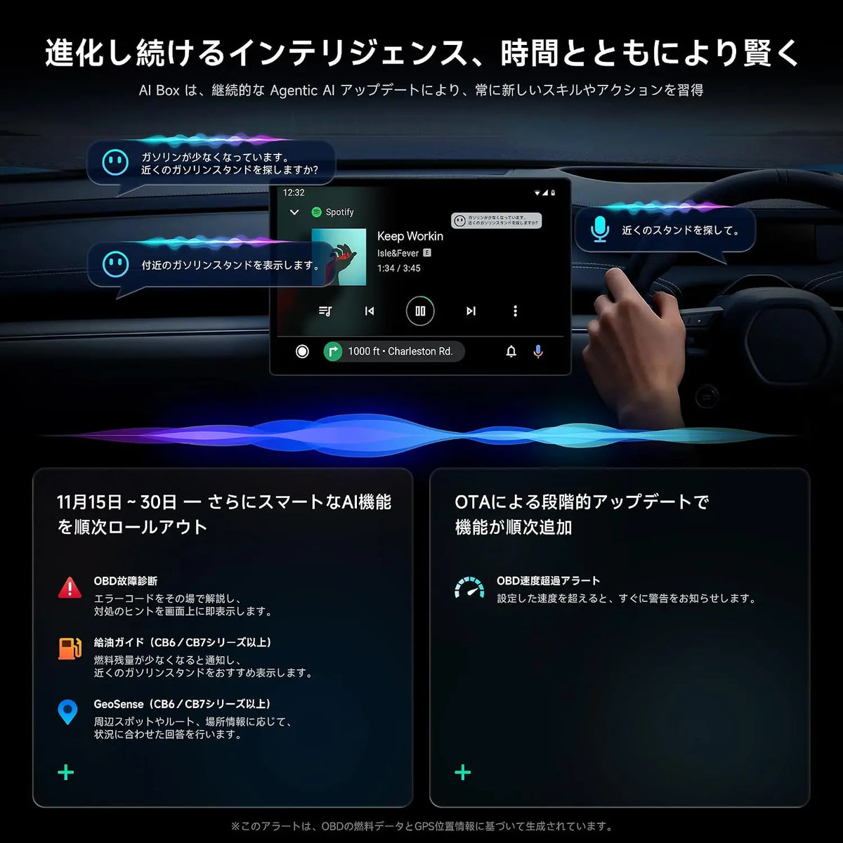 AI Box、ワイヤレス CarPlay/Android Auto、4G LTE AIボックス、Android 13 OS 8+128GB 内蔵GPS