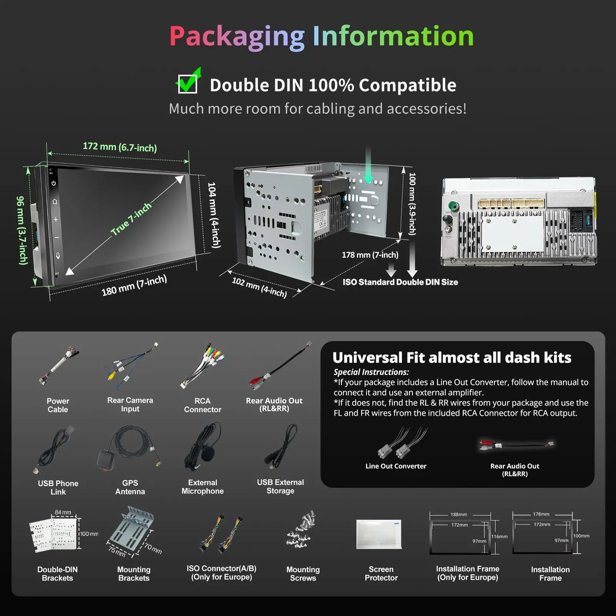 ATOTO A6G2B7PF 7" QLED Double Din Car Stereo, Touchscreen, Wireless CarPlay and Android Auto, Dual Bluetooth, GPS Tracking, MirrorLink, WiFi/BT/USB Tethering, 2G+32G