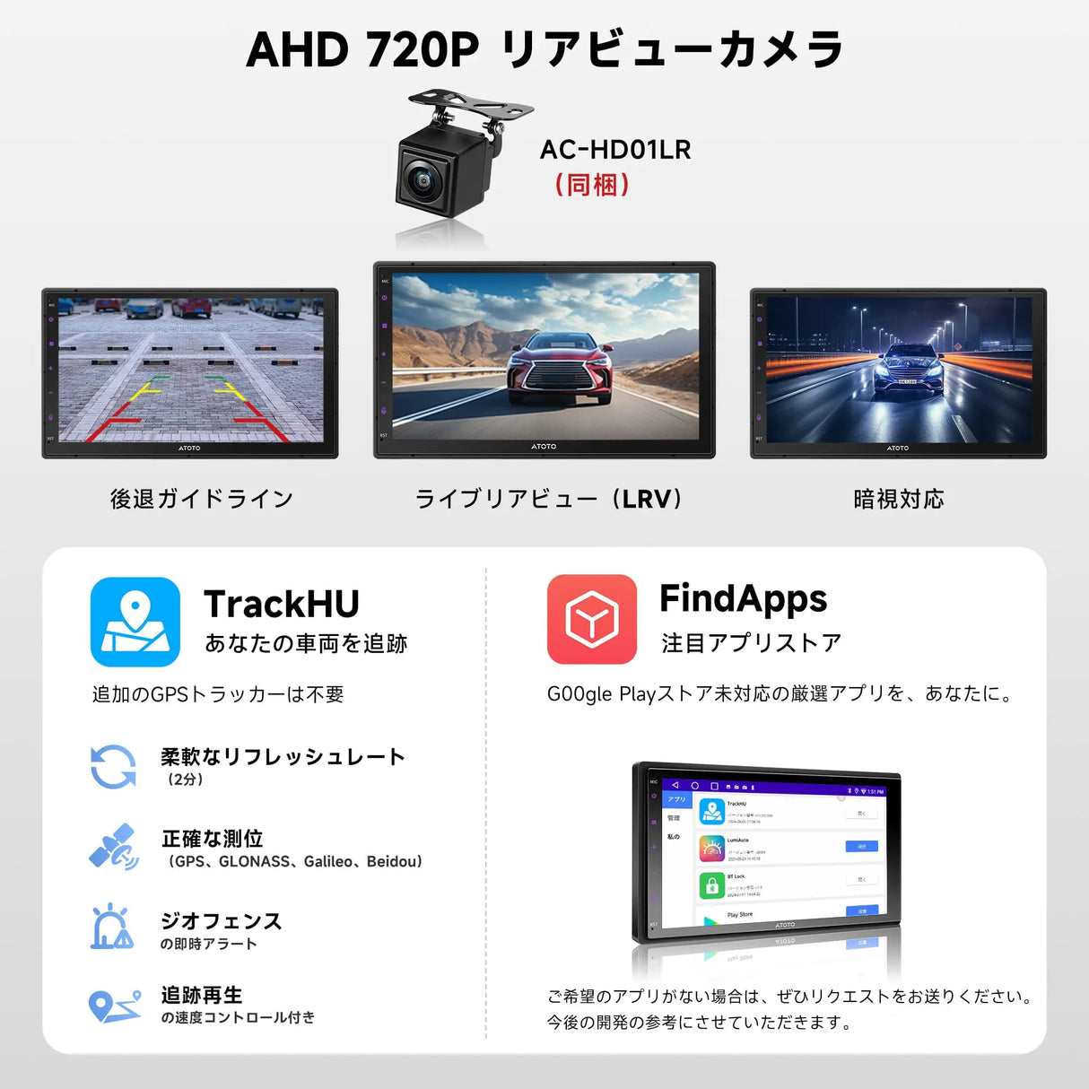 ATOTO A5LG2B7T 7インチ 2Din ディスプレイオーディオバックカメラ付き、ワイヤレスCarPlay＆Android Auto、Androidナビ、24バンドEQ DSP内蔵、2G+32G、GPSトラッキング、ミラーリンク、FM/AM、Wi-Fi/Bluetooth、マルチ画面対応