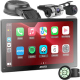 ATOTO P509SD 9'' Portable CarPlay Screen with Dash Cam, 1080p Backup Camera, CarPlay & Wireless Android Auto, Touch Screen,AUX/FM, SWC