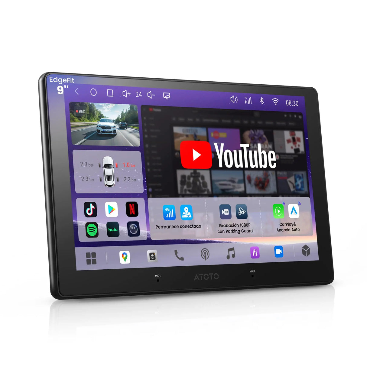 ATOTO A7G209PKL 9" QLED Autoradio Android 2 DIN, Wireless CarPlay & Android Auto, Hi‑Fi DSP con 4V Pre‑Outs, WiFi/BT Tethering, Rastreo GPS, Chat IA