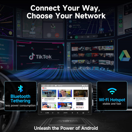 ATOTOZONE A5L 9 Inch Double Din Android Car Stereo, Wireless Carplay Android Auto Head Unit, 2+32G Touchscreen Car Radio Player with 24-Band EQ, GPS Tracking, BT WiFi Thethering, FM/AM