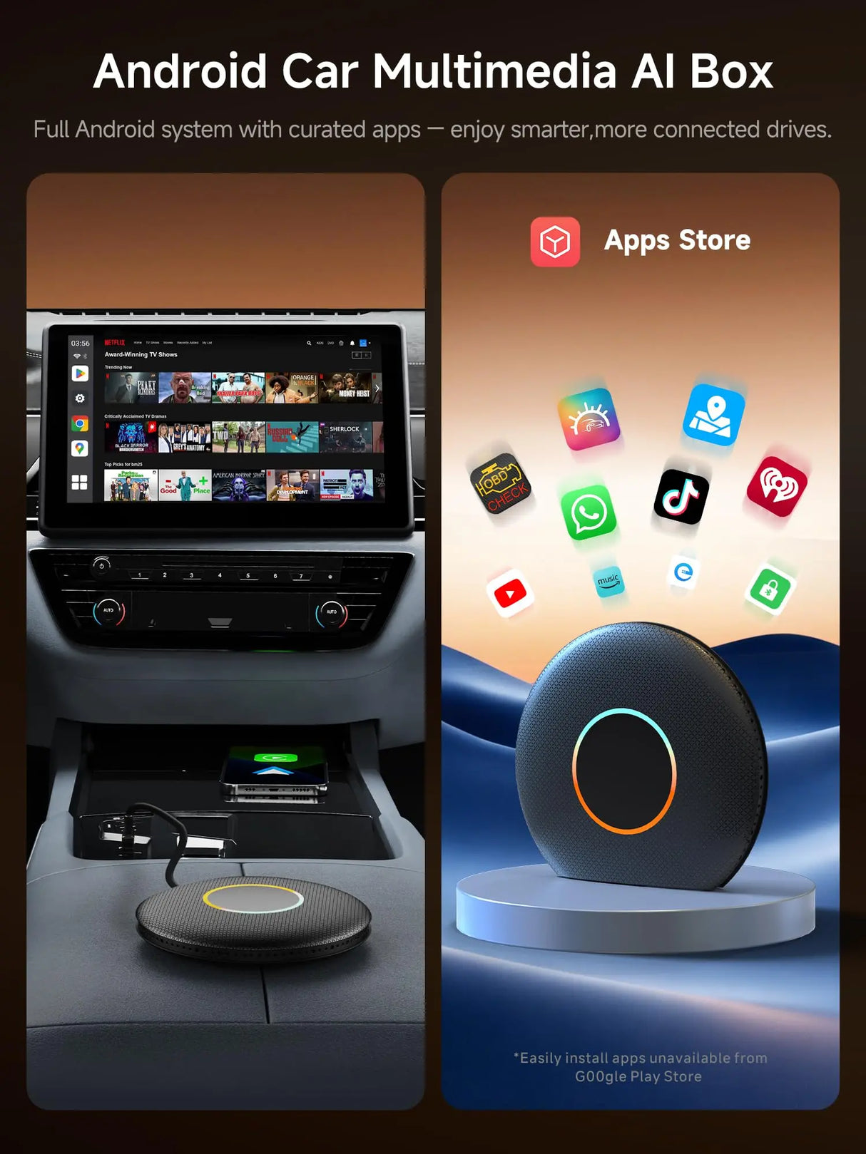 【美品】ATOTO CarWave CB6A 4GB 64GB AI BOX ATOTO CarWave CB6 Wireless CarPlay Adapter AI Box with Android 13