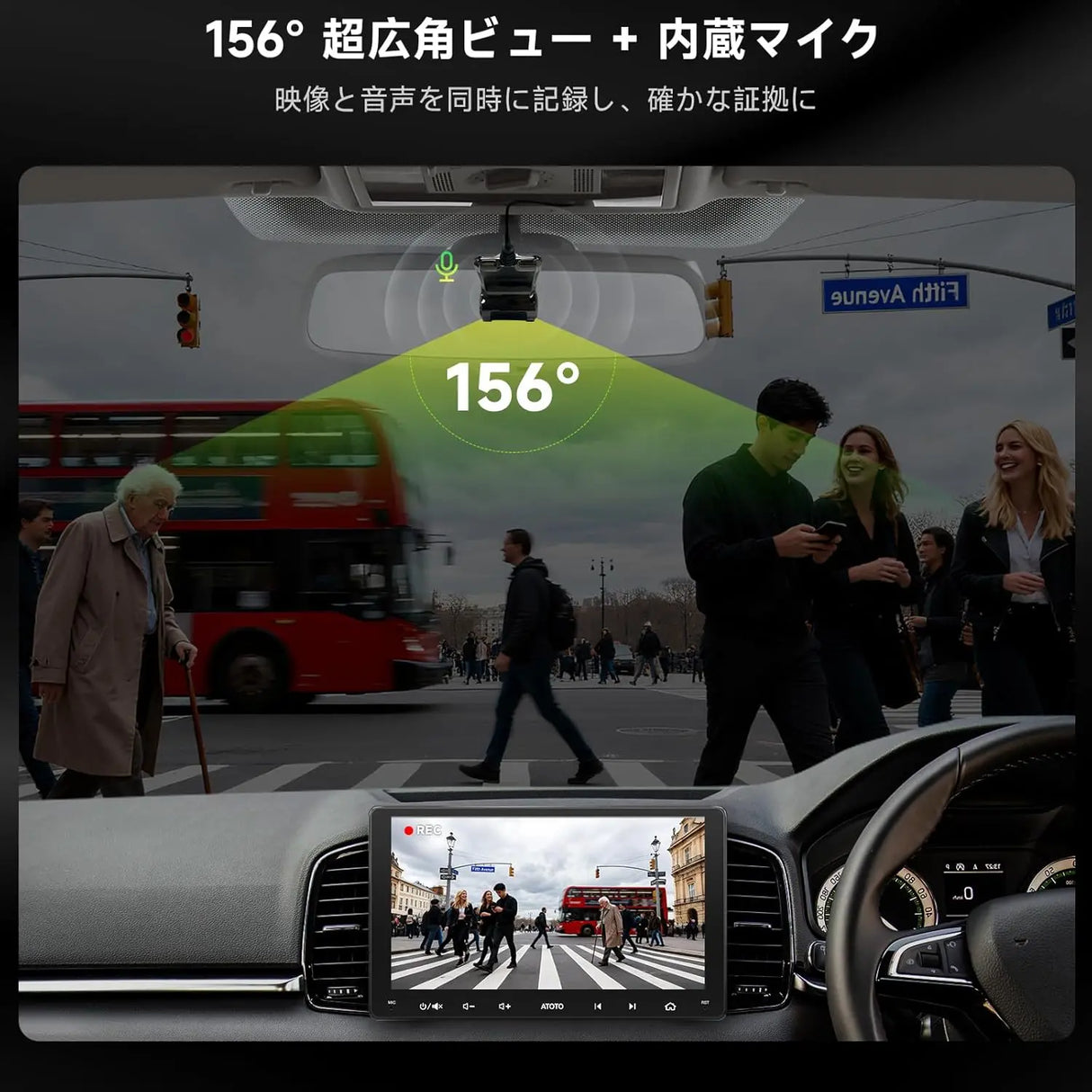 ATOTO AC-44P2 1080P USB DVRオンダッシュカメラ-カメラ側で録画-ATOTO A5 &amp; A6 &amp; S8 &amp; X10 &amp; P9シリーズと互換性があります。F7シリーズ、P5シリーズ、P8シリーズには非対応