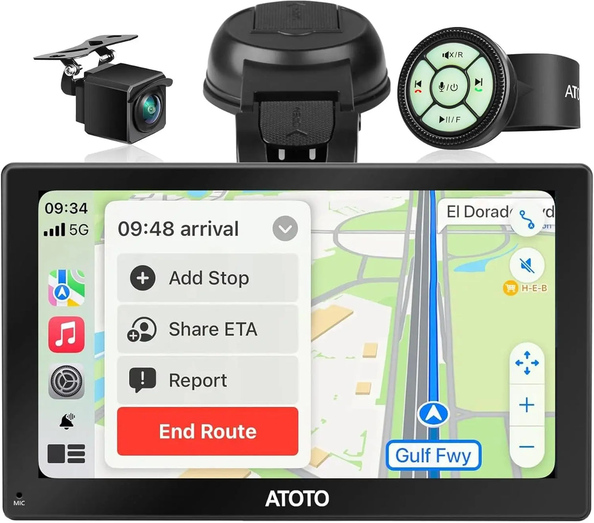 ATOTO P807SD 7" Portable Wireless Car Stereo with HD 1080P WDR Rear Camera, QLED Glare-Suppressing Touchscreen, Wireless CarPlay & Android Auto, OTA Upgrade, Remote Control & FM/AUX Output