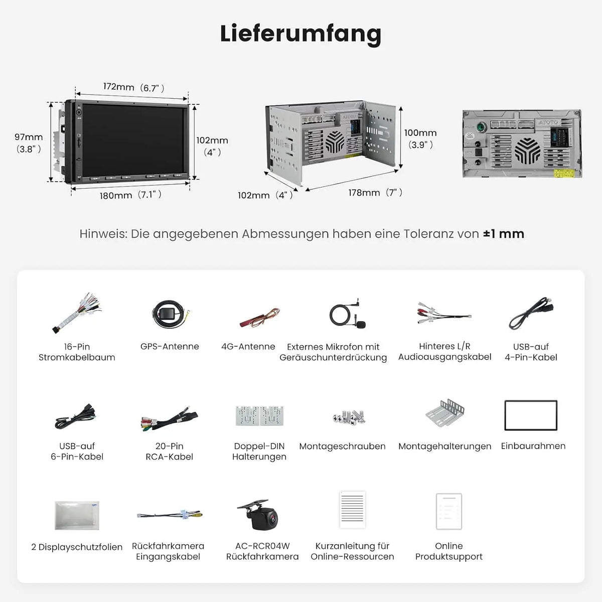 ATOTO S8L 7 Zoll AI Android Autoradio Doppel DIN Radio,4G SIM·WiFi, 4G+64G