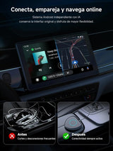 ATOTO CB6 Adaptateur CarPlay Sans Fil – Boîtier CarPlay IA, 8 Go+128 Go Boîtier Streaming pour Voiture avec 4G, Double Bluetooth, USB, GPS Intégré, Assistant IA, Extension microSD, OTA