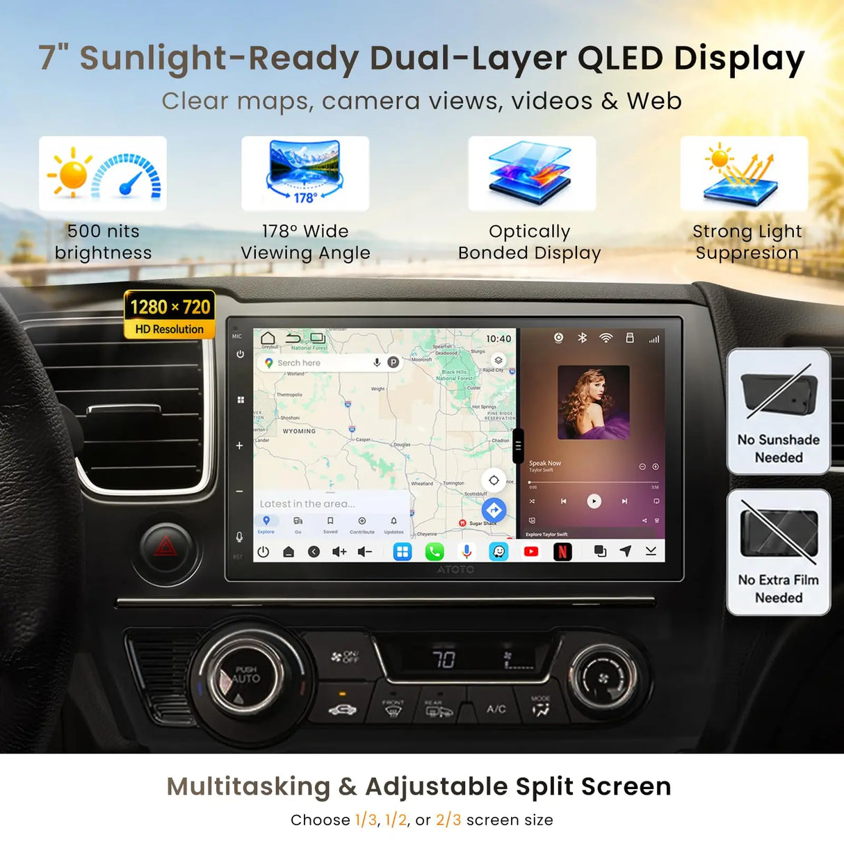 ATOTO S8L 7inch AI Android Double Din Car Stereo, w/OBD, 4G SIM+WiFi,4G+64G