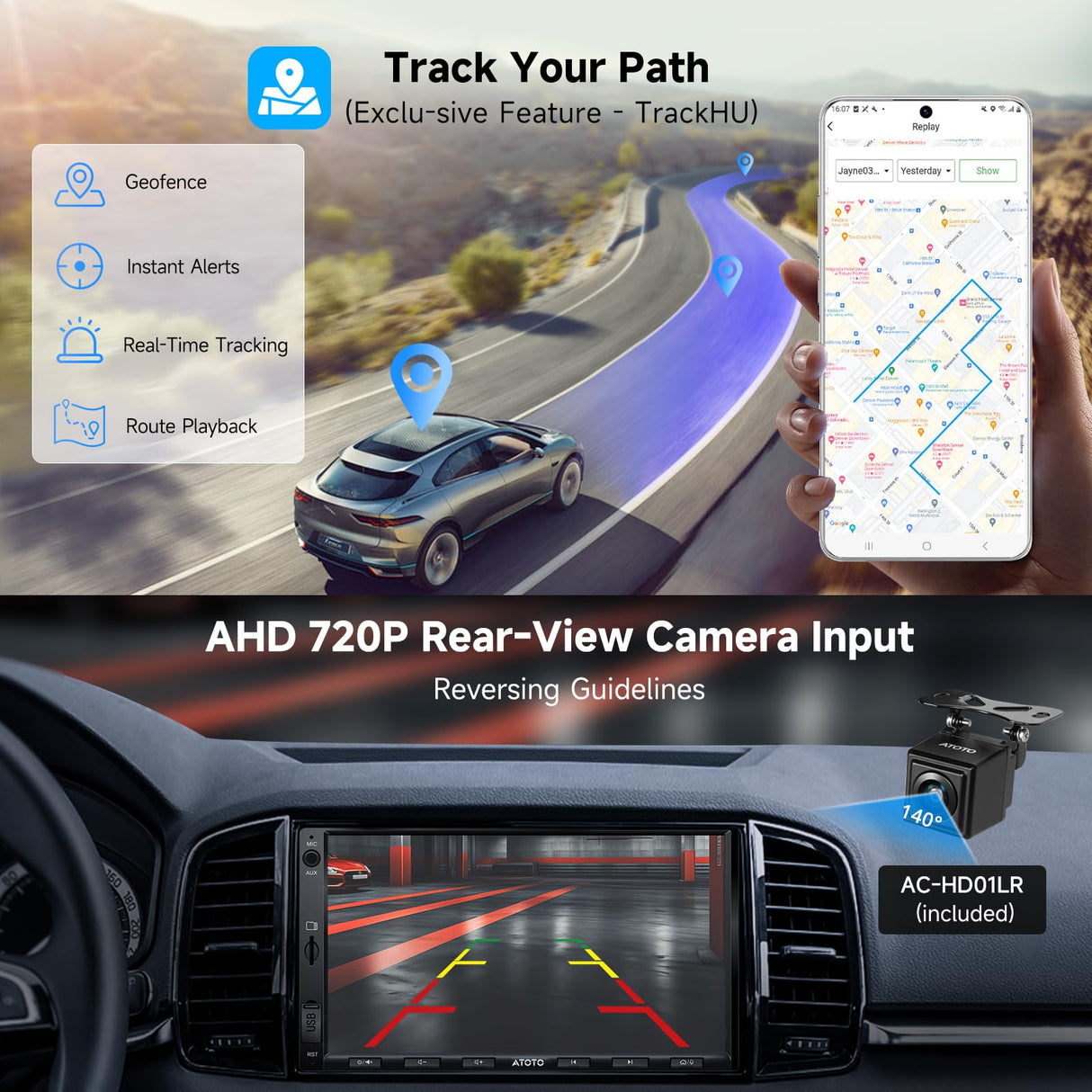 ATOTO A5 Autoradio 2 Din Android, 7" Écran Tactile Récepteurs multimédia, CarPlay et Android Auto sans Fil, Connexion WiFi/Bluetooth/USB, Caméra de recul, Phonelink, 24B-EQ DSP, 2G+32G, FM/RDS