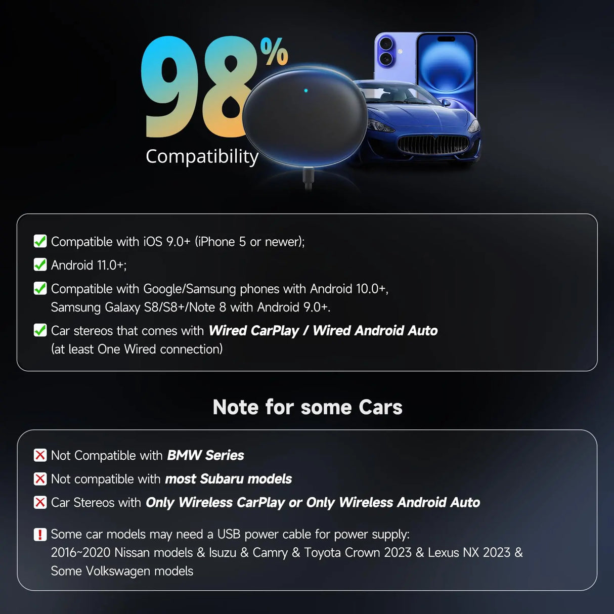 ATOTOZONE Wireless Android Auto Adapter AD5