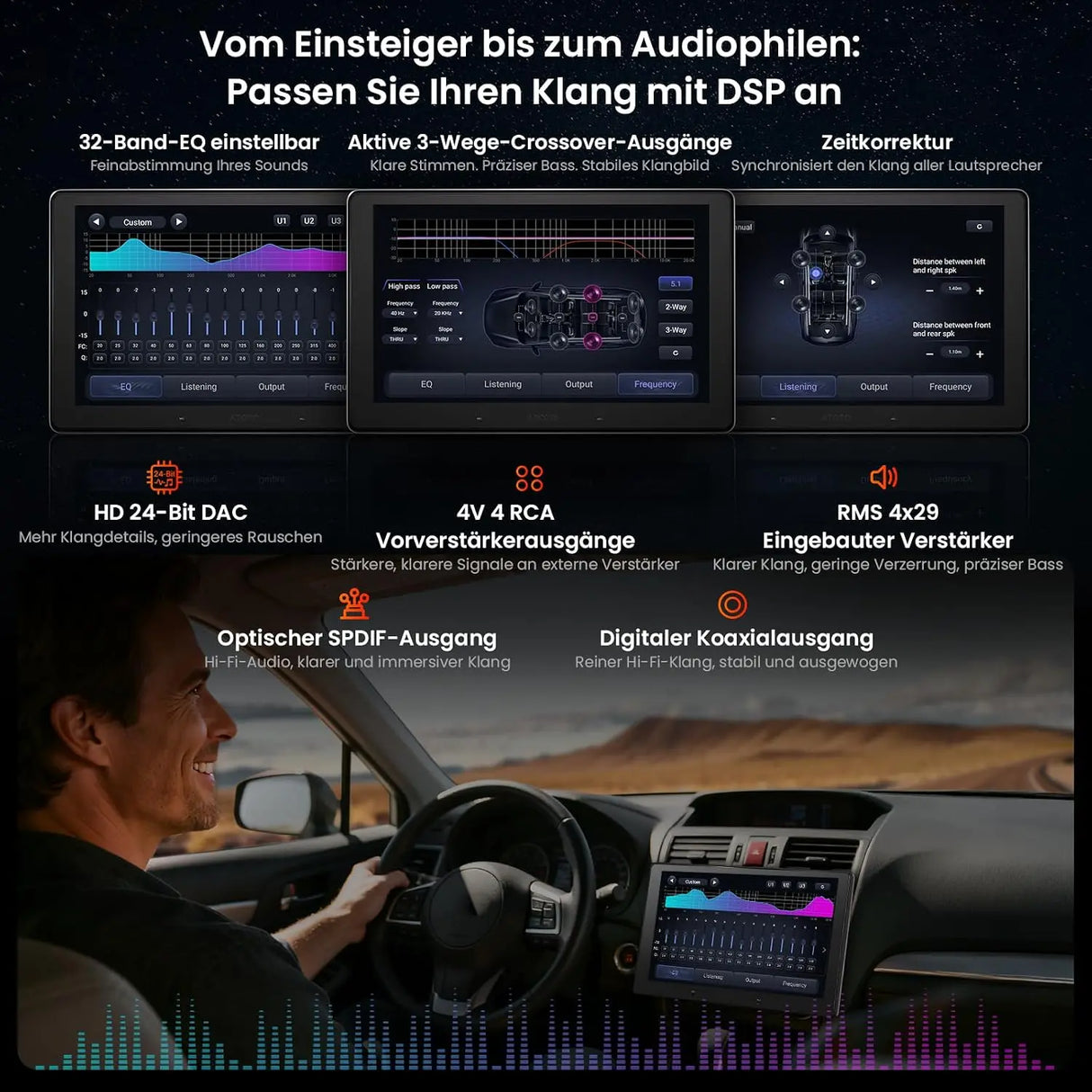 ATOTO V10G110OC 10,1 Zoll Android Autoradio 1DIN & 2DIN, 6GB+128GB, Wireless CarPlay & Android Auto, 4G LTE/WiFi, GPS Navi, Bluetooth 5.4 aptX HD, DSP 32B-EQ, 4-Kanal-DVR, Karaoke im Auto, AI-Assistent