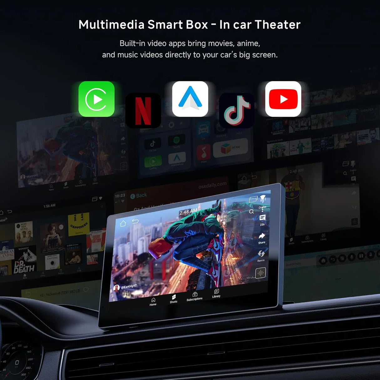 ATOTO CB4B Wireless CarPlay Adapter, Car Smart Box with Dual WiFi, Dual Bluetooth, AI DriveChat, 4G+32G – Supports Netflix/YouTube/128GB TF Card, Plug & Play, Android AI Box, 2025 Upgrade, Black
