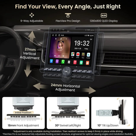 ATOTO A5LG110PT-S01 10.1" Floating Single & Double DIN Car Stereo with Backup Camera, Wireless CarPlay & Android Auto, AI Chat (ChatGPT), FlexView Adjustable Screen, Wi-Fi/USB Tethering, Internet Radio, 24EQ DSP