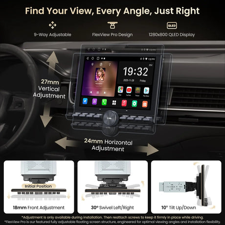 ATOTO A5LG110PT-S01 10.1" Floating Single & Double DIN Car Stereo with Backup Camera, Wireless CarPlay & Android Auto, AI Chat (ChatGPT), FlexView Adjustable Screen, Wi-Fi/USB Tethering, Internet Radio, 24EQ DSP