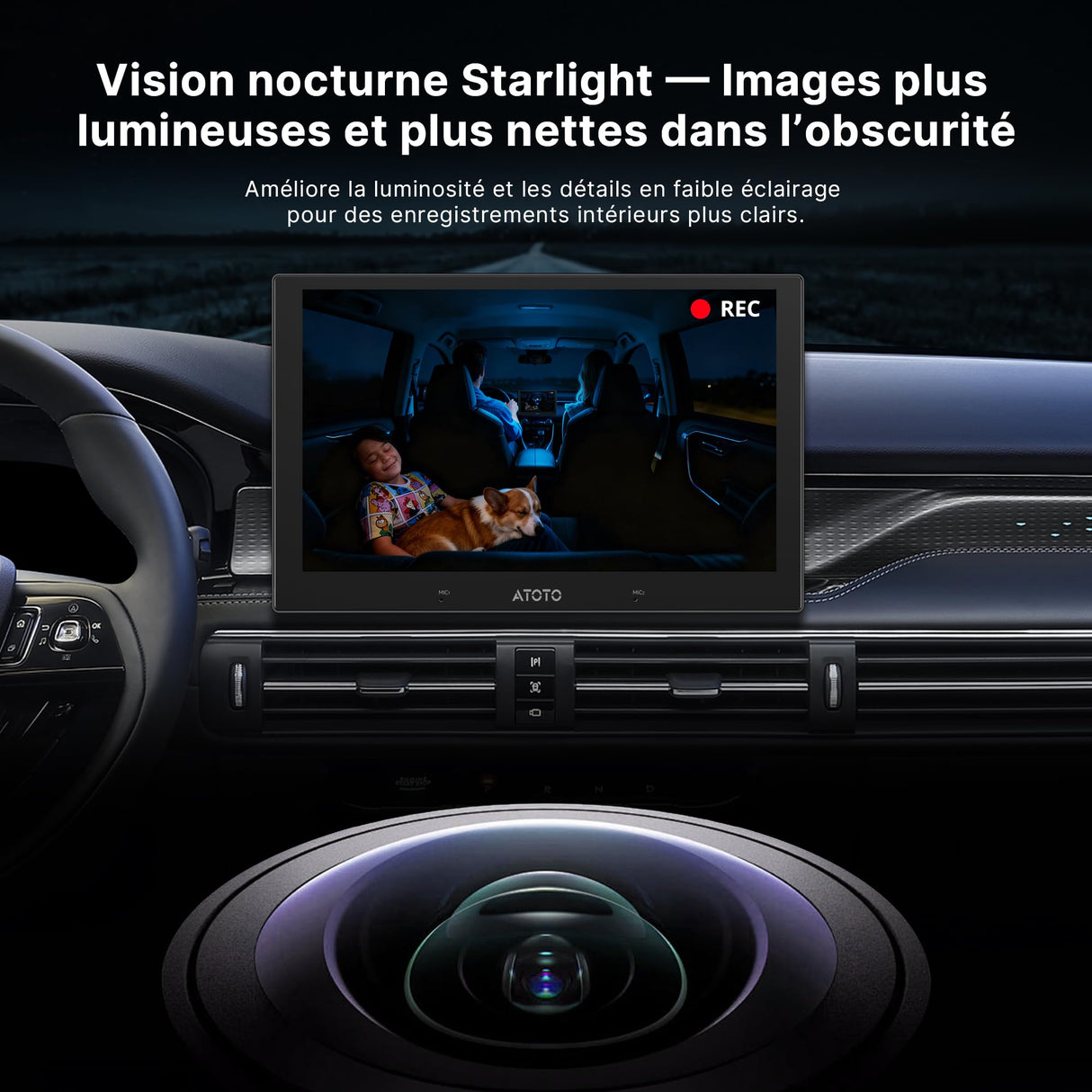 ATOTO AC-HN9CBV2 Caméra Intérieure Frontale, AHD 1080p, Grand Angle 135°, Vision Nocturne Starlight, Enregistrement en Boucle, Mode Parking, Série V10