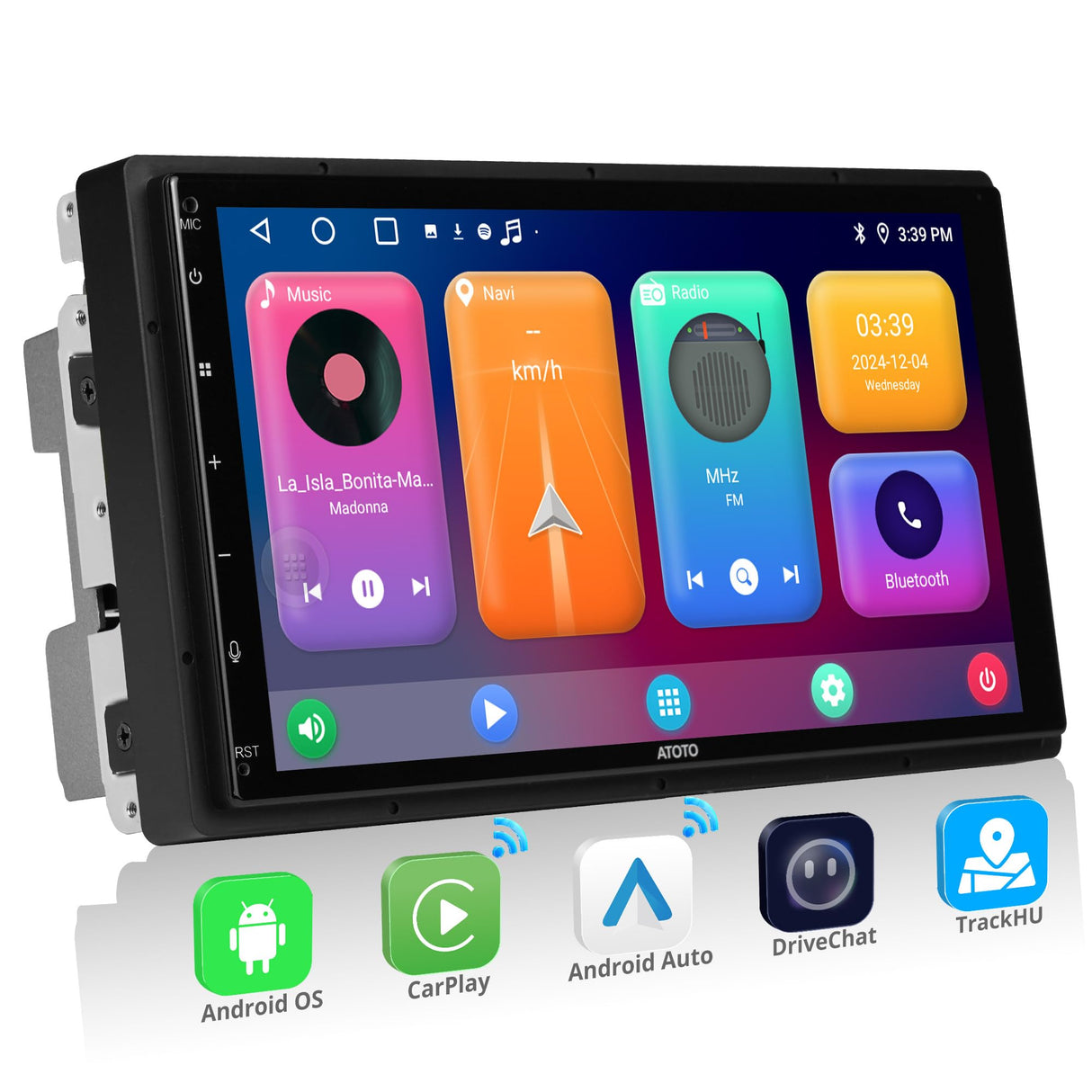 ATOTO A5L 7" Double Din Car Stereo, HD Touchscreen, Wireless CarPlay & Android Auto, Bluetooth & WiFi, Built-in GPS Navigation, DSP Audio Technology, 2G+32G
