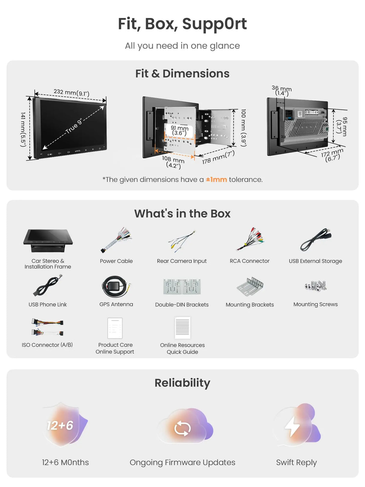 ATOTO A5LG209T 9" Autoradio 2 Din – Touchscreen, 2GB+32GB, Wireless CarPlay e Android Auto, EQ a 24 Bande, Tethering WiFi/Bluetooth, USB, FM/AM