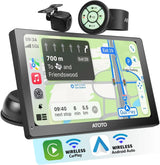 ATOTOEXCEL Tragbarer Carplay-Bildschirm für Android Auto mit 1080P- und SWC-Retromarcia-Telekamera, P5 Tragbares drahtloses Autoradio mit Carplay-Navigation, 7 Zoll QLED-Touchscreen, Mirrorlink
