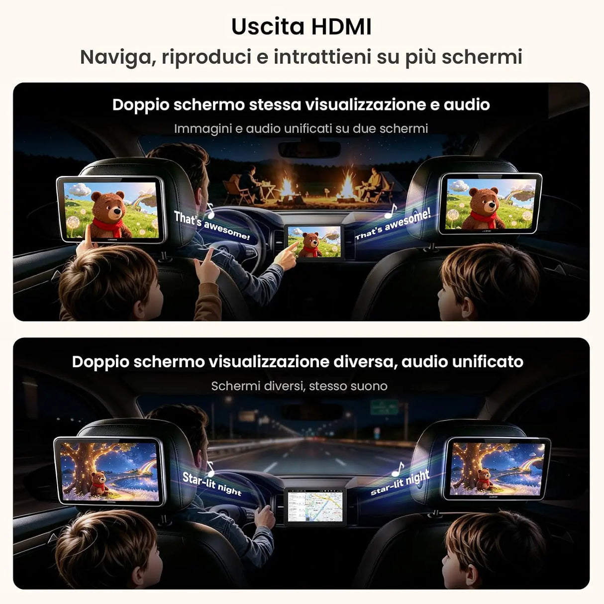 ATOTOEXCEL V10 10.1" 2din e Adattivo 1din Autoradio Android,6G+128G, 4G LTE/Wi-Fi,Karaoke in auto,DVR 4 canali, CarPlay e Android Auto Senza fili,DSP 32B-EQ,BT 5.4, Assistente IA,Tracciamento GPS