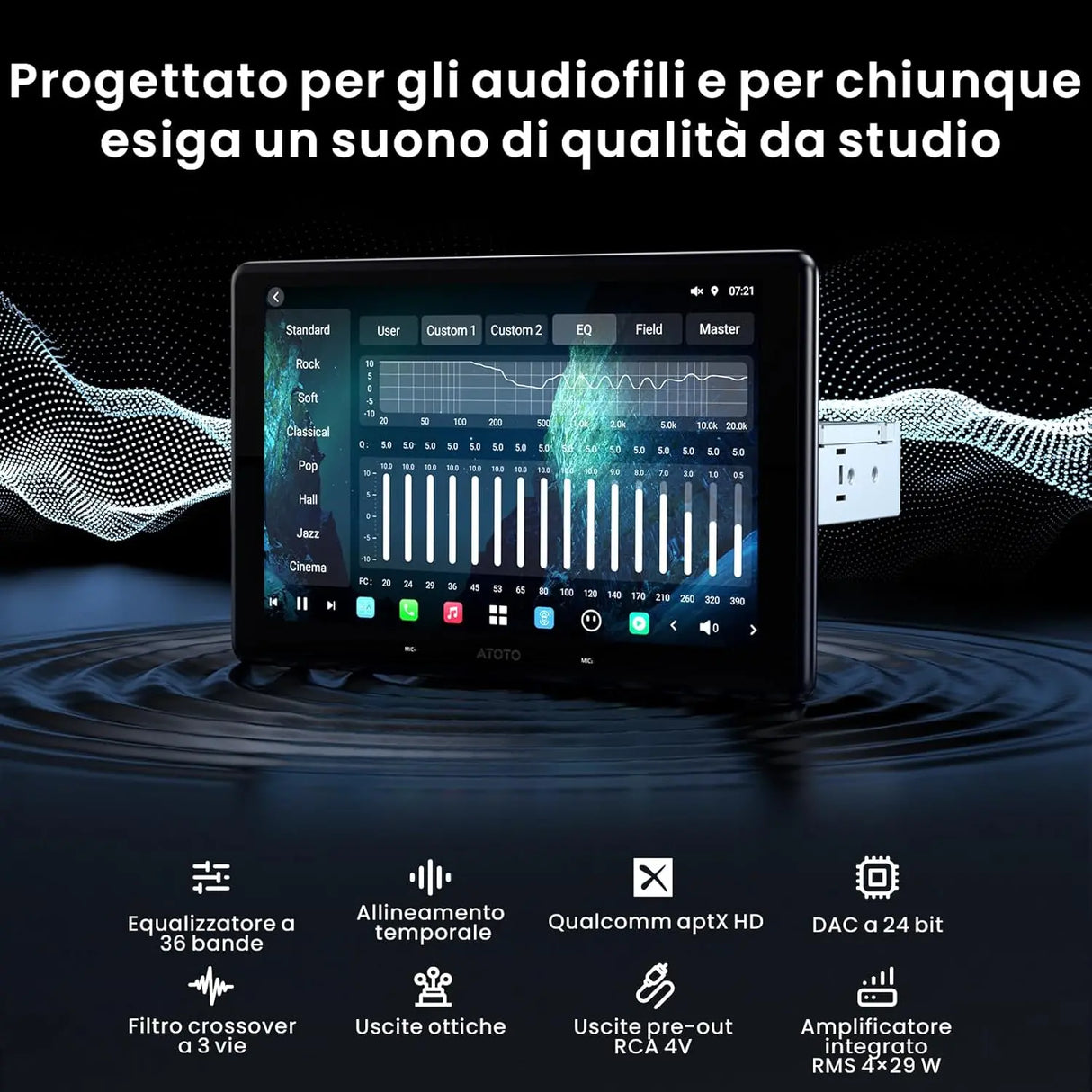 ATOTO X10G110E Autoradio 1 Din 10" QLED, Navigazione Integrata, CarPlay Wireless, Android Auto Wireless, Schermo Flottante, 8G+128G, 4G LTE, Doppio Telefono, Bluetooth