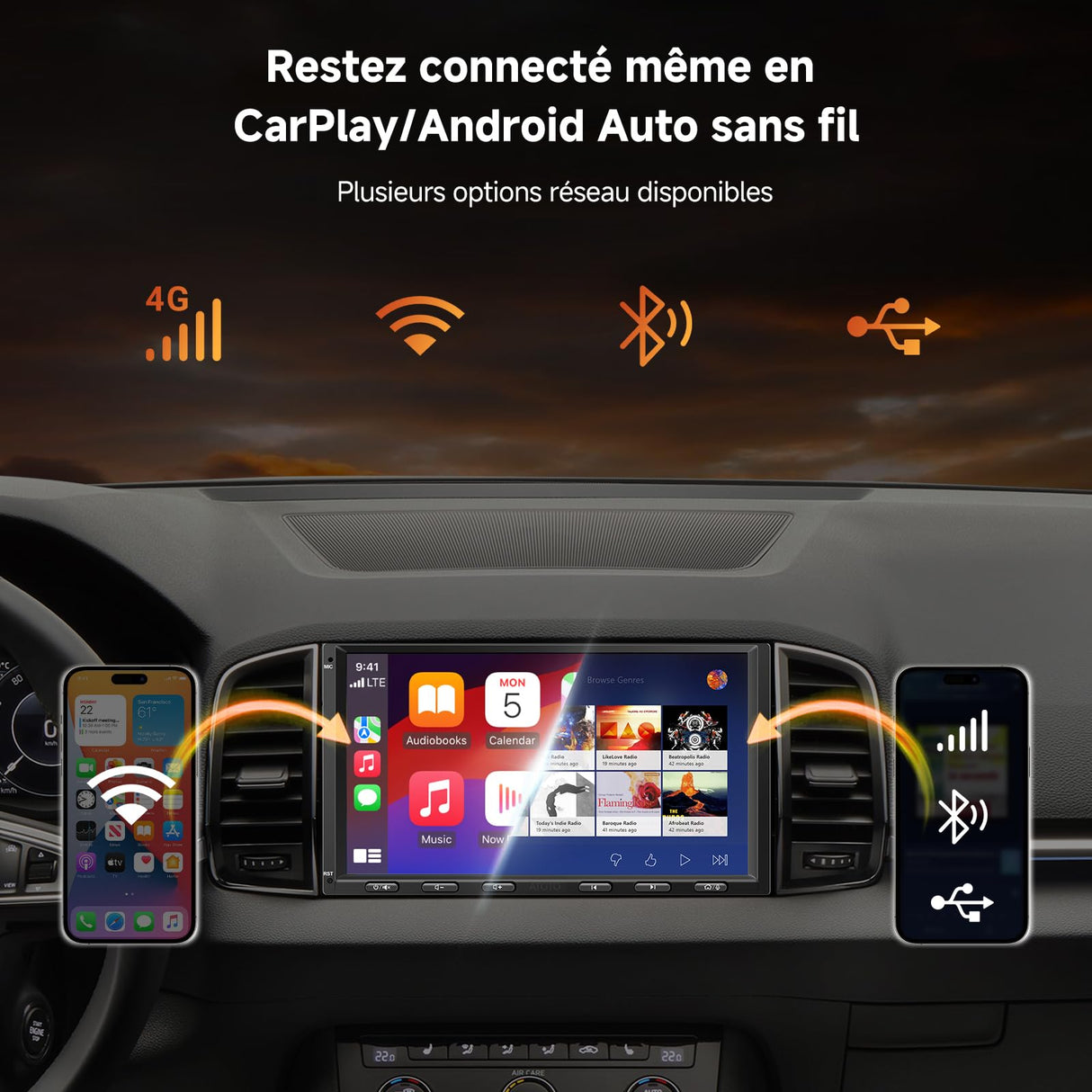ATOTO S8G2A79UN 7" Double Din Android autoradio con Camere Anteriori e Posteriori 1080P, CarPlay/Android Auto Senza Fili, Touchscreen QLED, 4G, Wi-Fi, Bluetooth, USB, DSP, AMP, SUB, GPS & AI