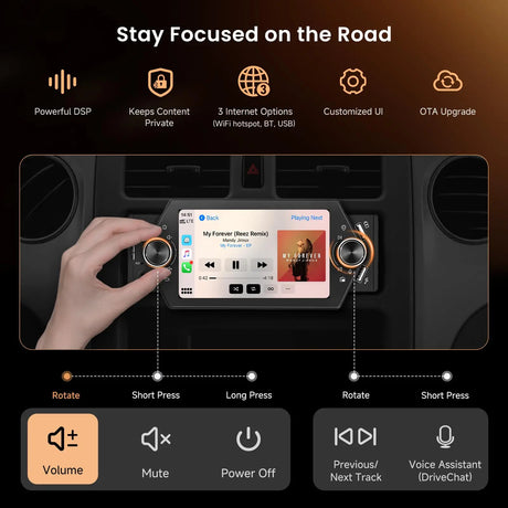 ATOTO A5LG1A5T 5" Single Din Android Car Stereo with Apple CarPlay & Android Auto, Bluetooth, WiFi, USB QC 2.0 Fast Charging, GPS Tracking, AUX-in, LRV, SWC