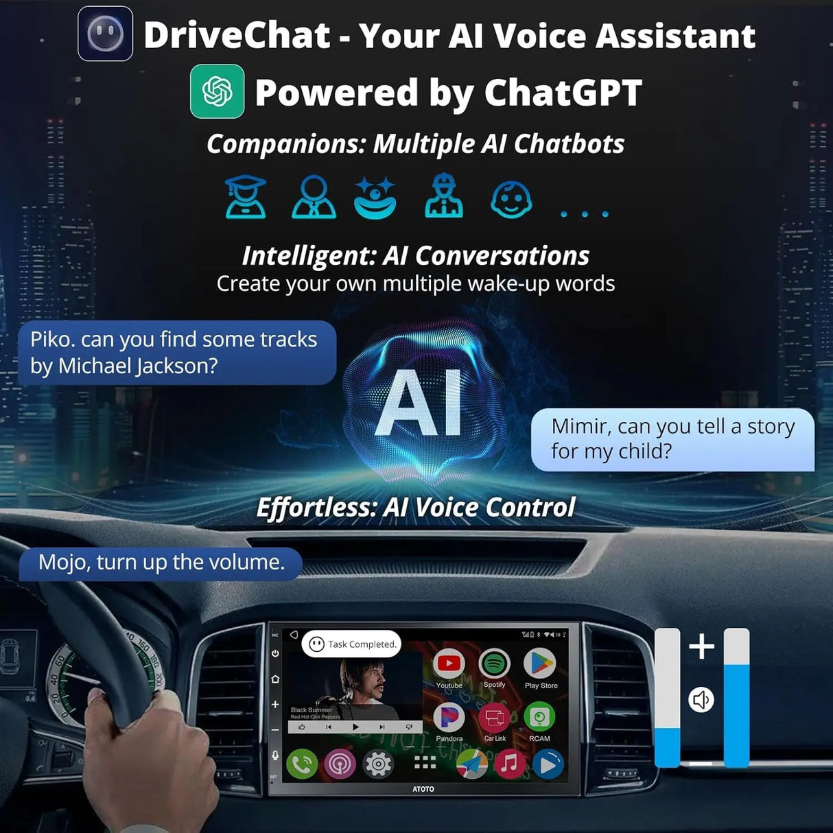 ATOTO A6G2B7PF 7" QLED Double Din Car Stereo, Touchscreen, Wireless CarPlay and Android Auto, Dual Bluetooth, GPS Tracking, MirrorLink, WiFi/BT/USB Tethering, 2G+32G