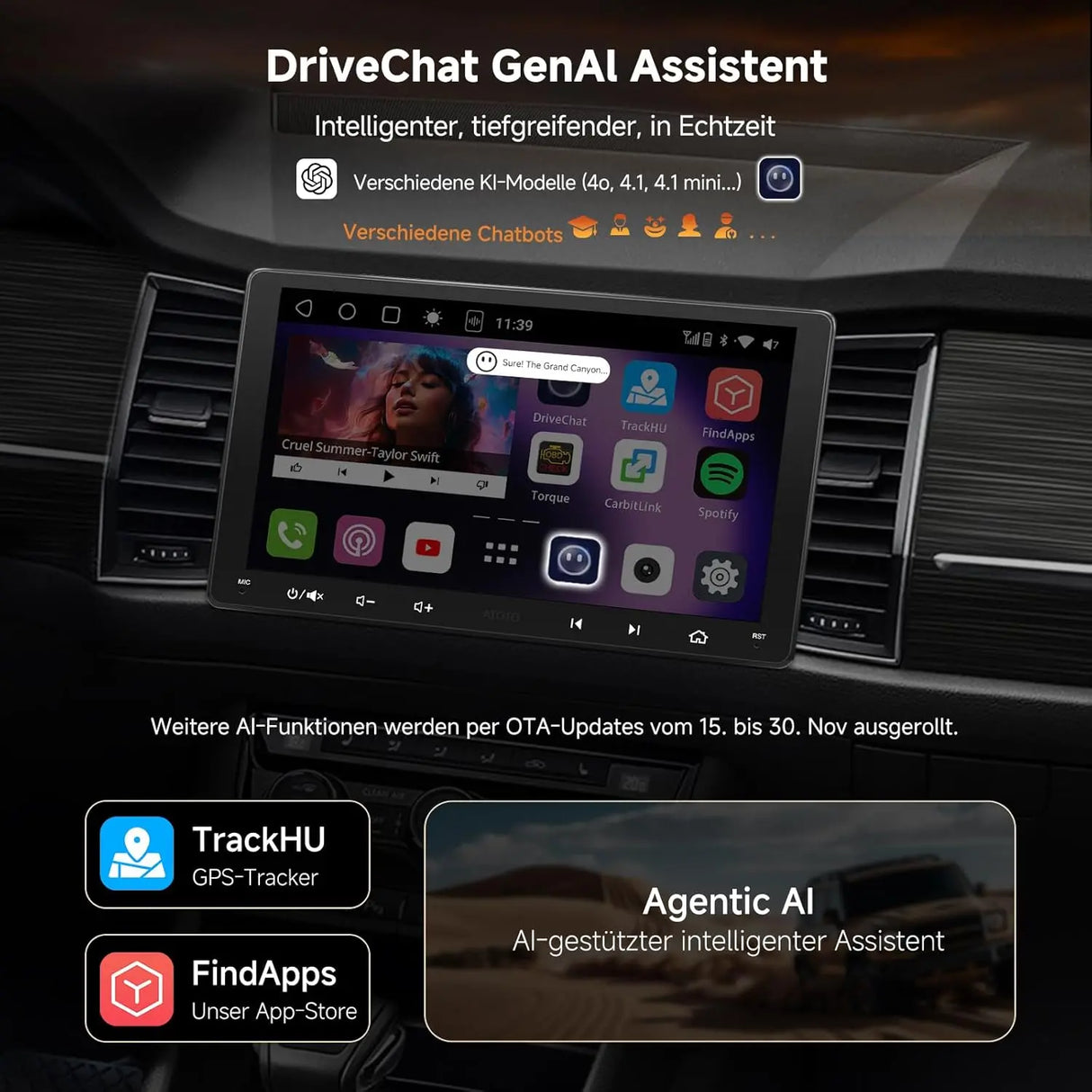 ATOTO S8G2A79UN 7" 2Din Radio coche con Cámaras Delantera y Trasera 1080P, CarPlay/Android Auto Inalámbrico, Pantalla QLED, 4G, Wi-Fi, Bluetooth, USB, DSP, AMP, SUB, GPS & AI