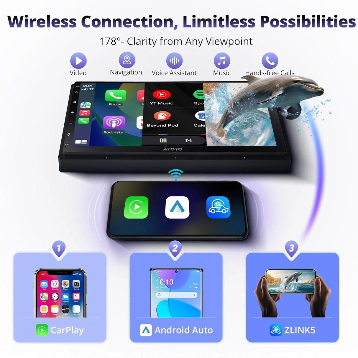 ATOTO F7 WE 7inch Double DIN Car Stereo, Wireless CarPlay & Wireless A