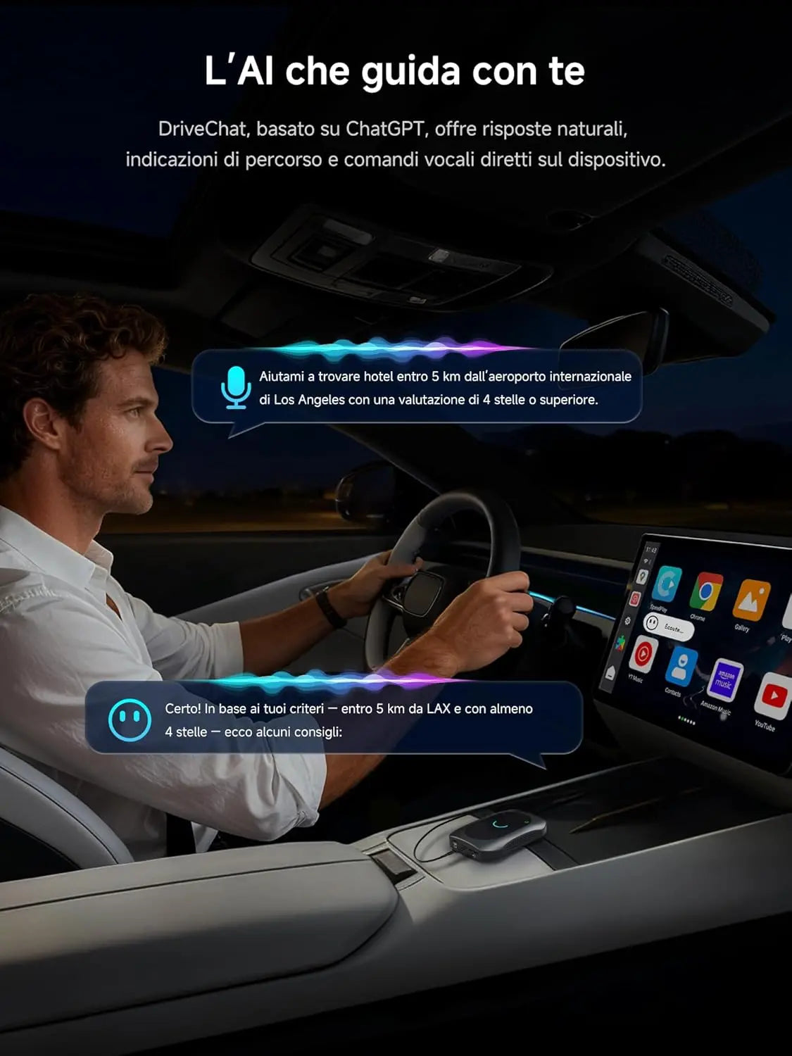 ATOTO CB7SBX Adattatore CarPlay Wireless Android Auto AI Box, HDMI Ingresso/Uscita, Android Completo 8GB+128GB, 4G LTE, Dual Bluetooth, DriveChat, Netflix YouTube TikTok