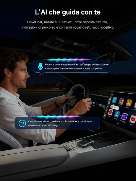 ATOTO CB7SBX Adattatore CarPlay Wireless Android Auto AI Box, HDMI Ingresso/Uscita, Android Completo 8GB+128GB, 4G LTE, Dual Bluetooth, DriveChat, Netflix YouTube TikTok