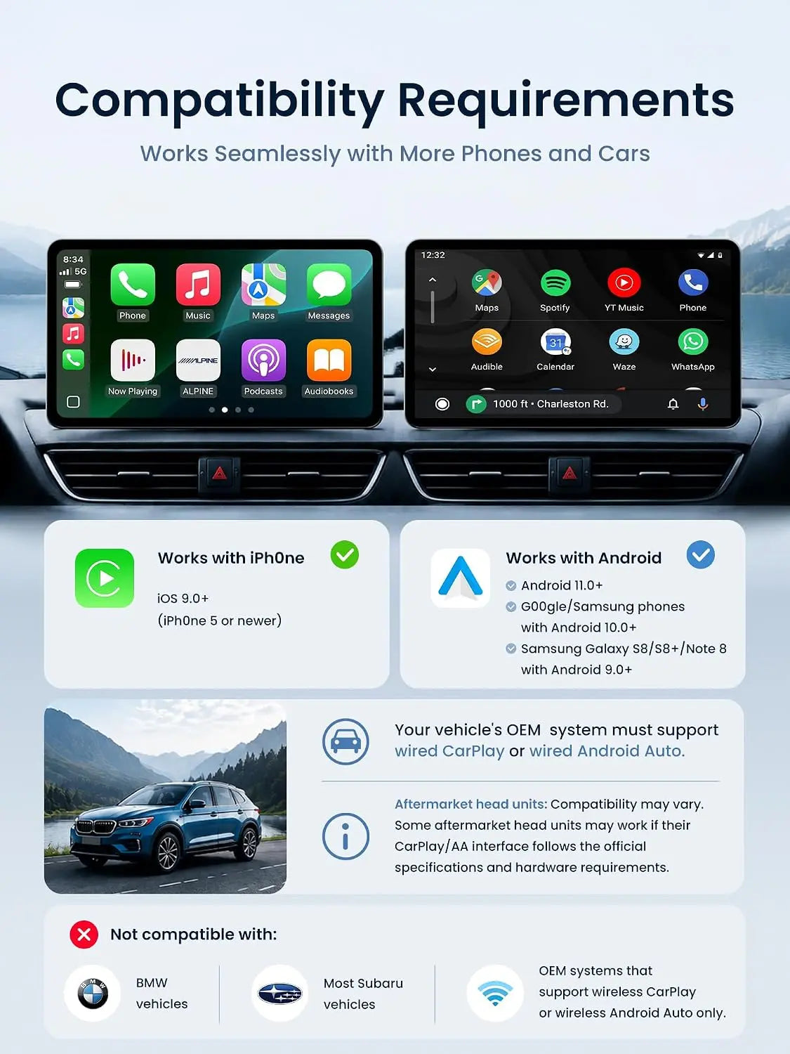 ATOTO CarWave CB4DT Wireless CarPlay Adapter with Android Auto, HDMI
