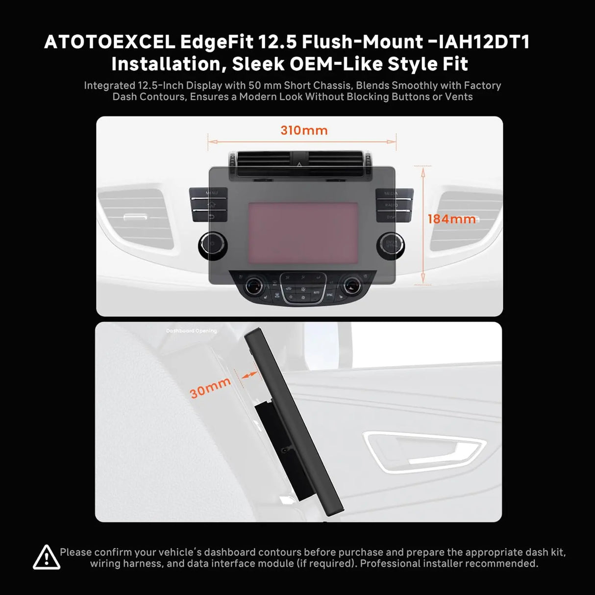 ATOTO V10G225OC 12.5" QLED Android Double DIN Car Stereo, 6GB+128GB, 4G LTE, In-Car Karaoke, Pro DSP with 4V RCA, 4-Channel Dash Cam Recording, Music-Sync Lighting, aptX HD Bluetooth, Wireless Apple CarPlay & Android Auto