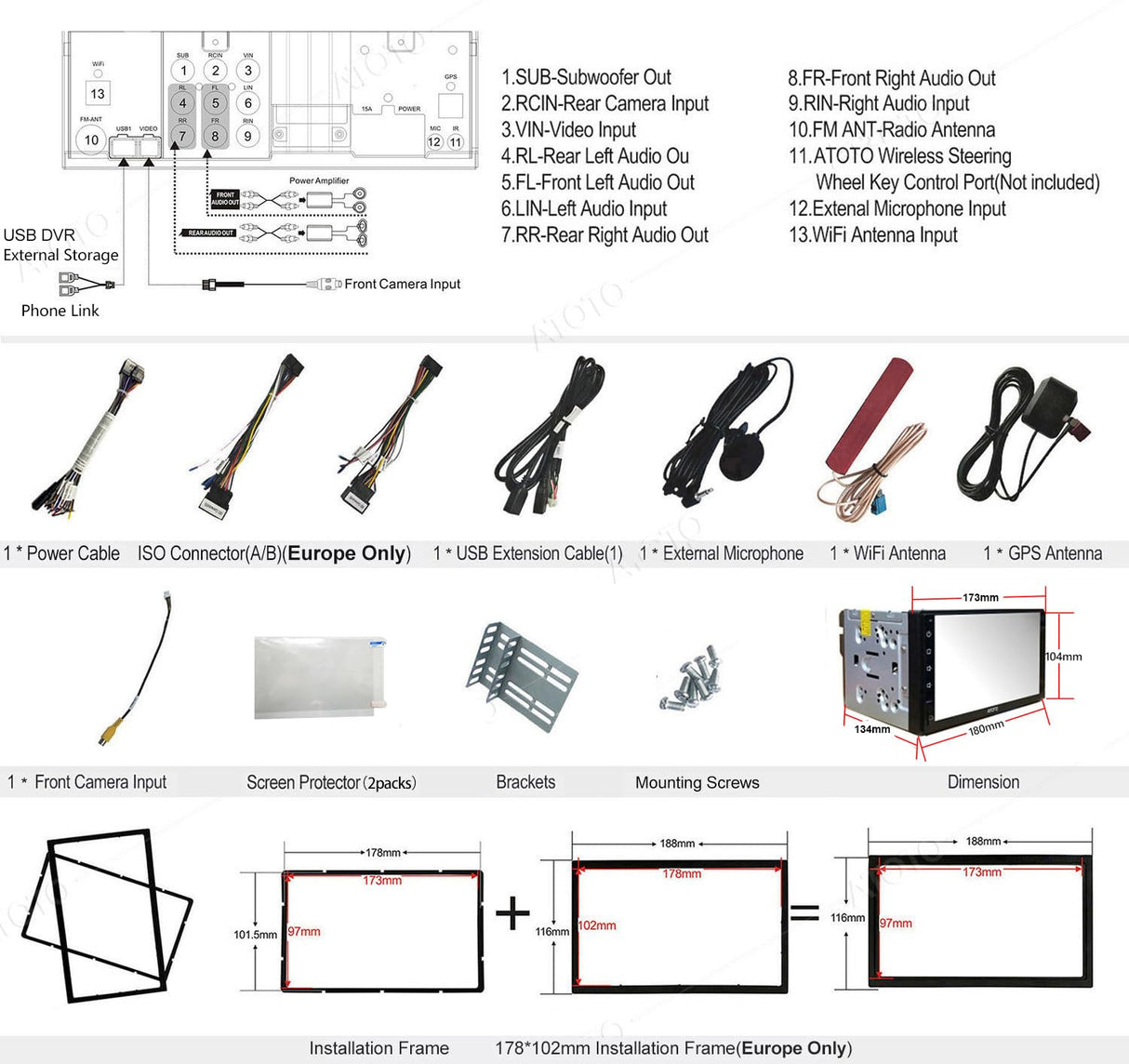 Estándar ATOTO S8 2 DIN 10,1 Pulgadas S8VW114SD Android Audio Radio, 2 Bluetooth,Retrovisor HD con LRV,Carplay Inalámbrico y Android Auto, Pantalla IPS, SCVC,3GB + 32GB [Compatible con Volkswagen/VW]