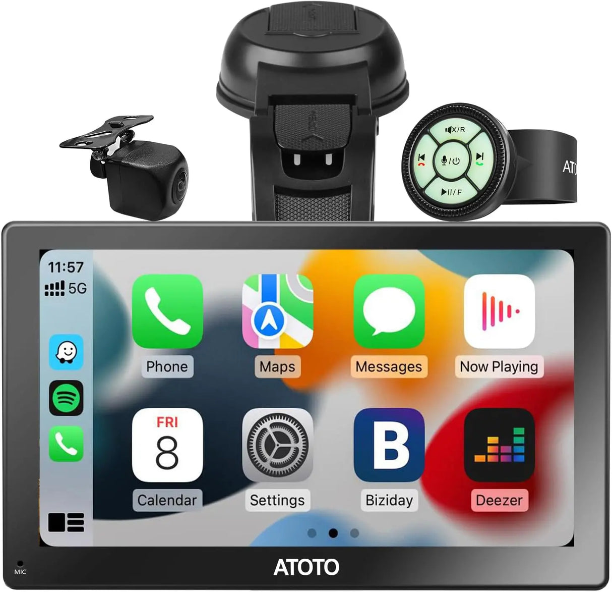 ATOTO P5 9" GPS Per Auto – Telecamera Posteriore 1080P, QLED Touchscreen 1028x720, CarPlay Senza Fili, Android Auto Senza Fili, Mirror Link, FM, AUX, Autoradio Portatile