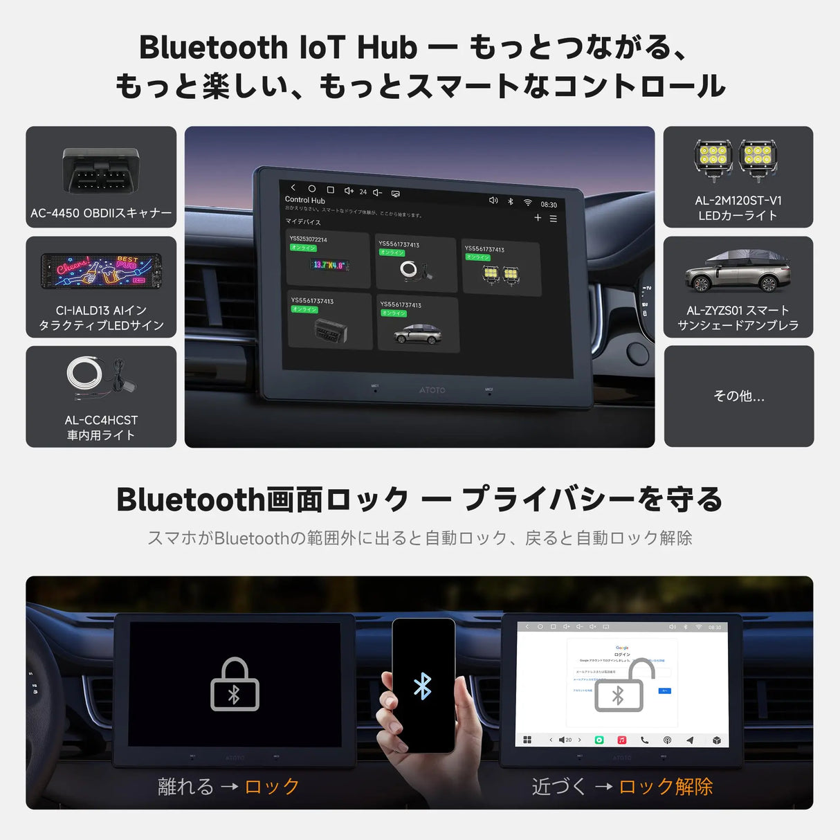 ATOTO A7G209PKL 9インチ Android13 2DIN ディスプレイオーディオ QLED大画面 ワイヤレスCarPlay&Android Auto 内蔵DSP 4G+64G 4G LTE Wi-Fi/Bluetooth/USBテザリング 6軸モーションセンサー