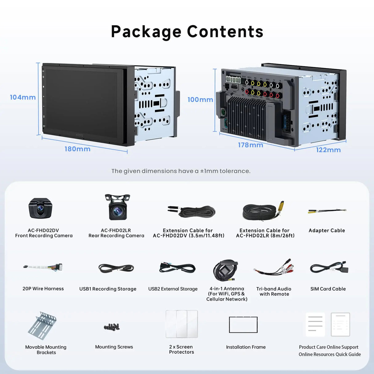 【High-end】ATOTO X10G2B7E 7" Double Din Car Stereo with Front & Rear Cameras, QLED Touchscreen, CarPlay & Android Auto, 4G LTE & WiFi, GPS, 8GB + 128GB TF Card, Dual Bluetooth, DSP Audio Technology