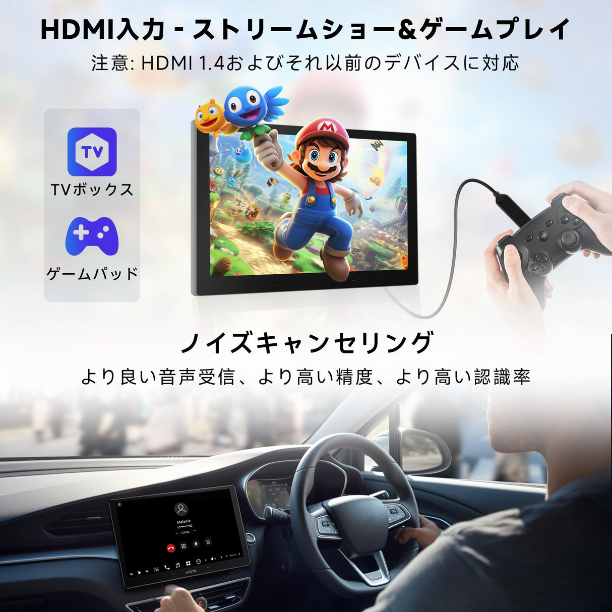 [9インチ QLED] ATOTOZONE X10G209E Androidカーナビ、ダブルDINカーステレオ、8+128G、ワイヤレスCarplay &amp; Android Auto、4G LTE、AIボイスアシスタント、GPSトラッキング、デュアルカメラ入力＆マイク、2 Bluetooth、LRV、SVC、36B- EQ，HDMI入力，スプリット・スクリーン
