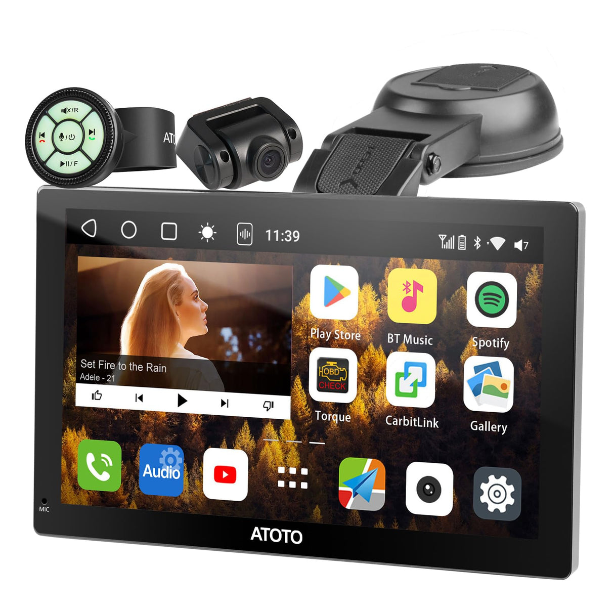 ATOTO P9 9" QLED Lettori DVD Android Autoradio Portatile, 4G+32G, CarPlay Senza Fili &amp; Android Auto, 4G LTE, Tracciamento GPS, Bluetooth, Frontkamera 1080P, HDMI-Unterstützung, P909PR-S1