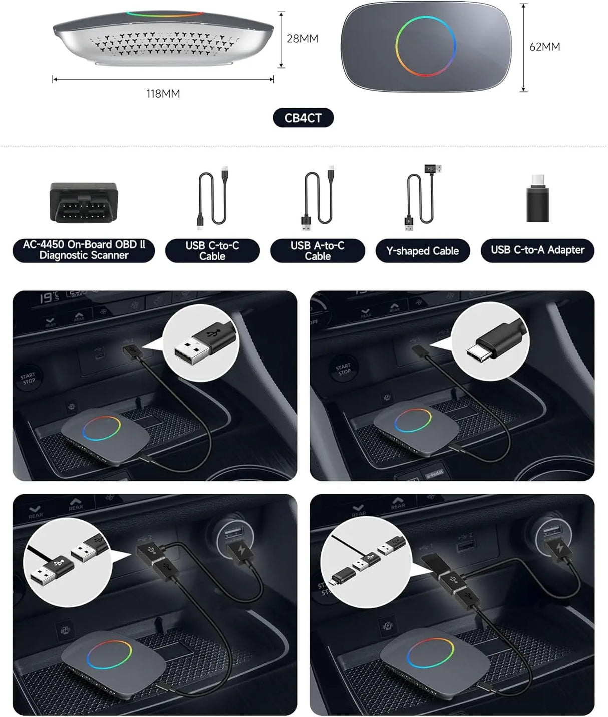 ATOTO CarWave CB4CT CarPlay AI Box, Wireless CarPlay/Android Auto